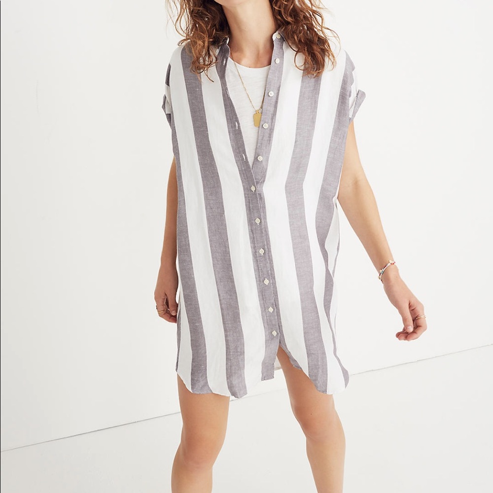 Madewell Maywood Stripe Shirtdress Size Large